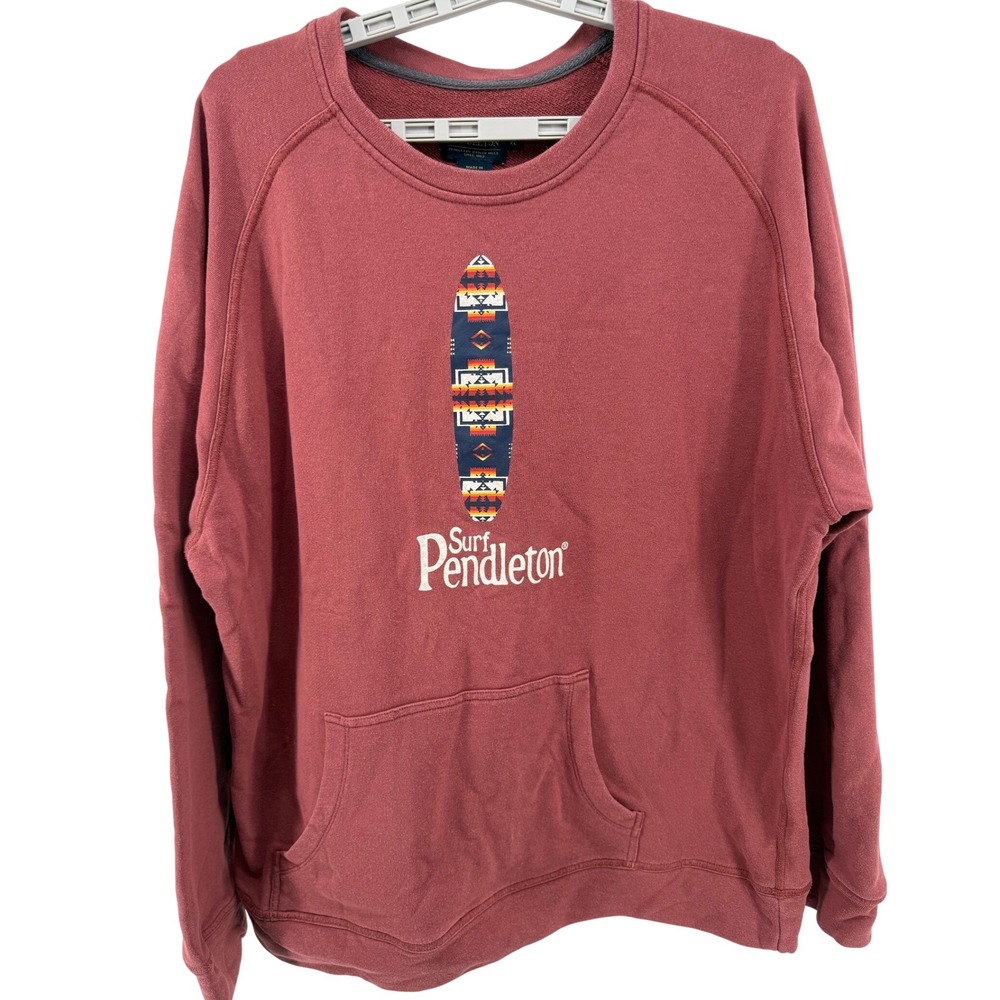 Pendleton Surf Graphic Sweatshirt Brick Red Crewneck Pullover Men's XL